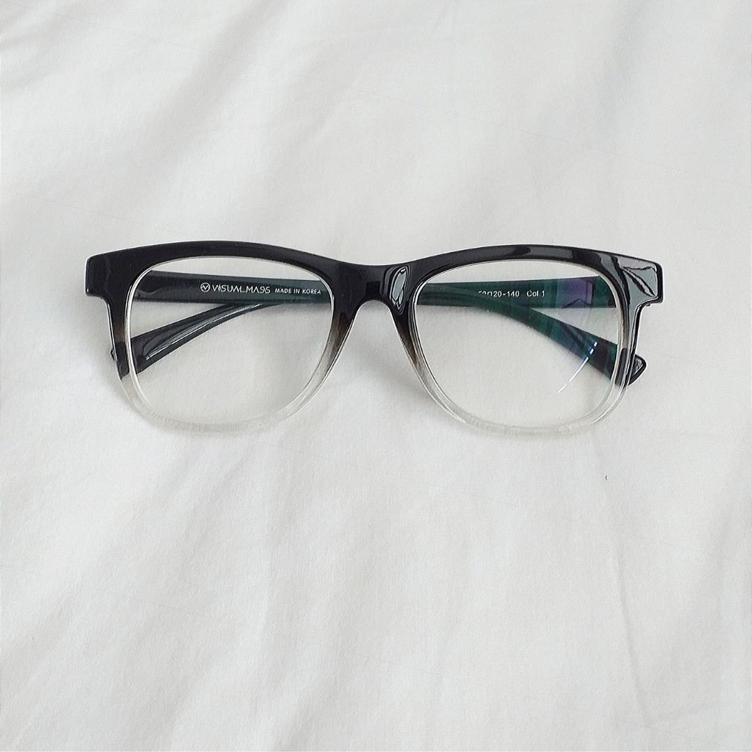 Black and transparent glasses discount
