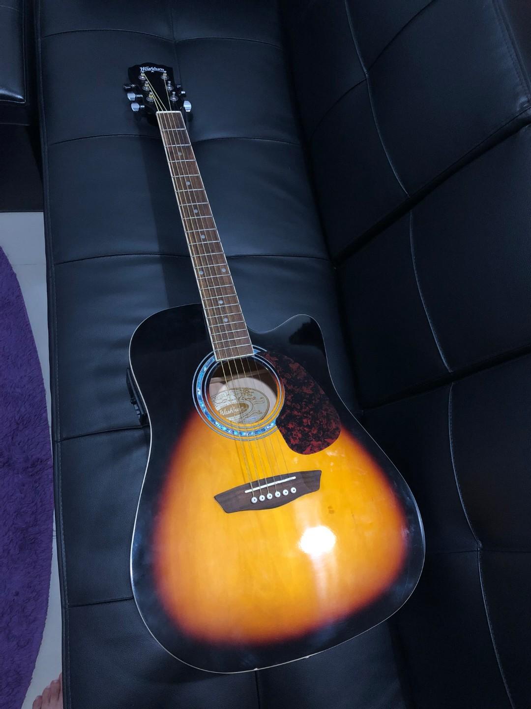 Washburn Acoustic Guitar with Pick up and tuner, Hobbies & Toys, Music