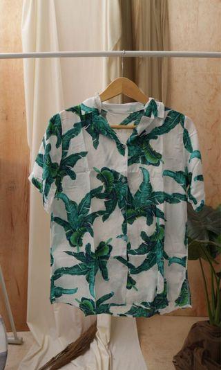 White Palm Tropical Top