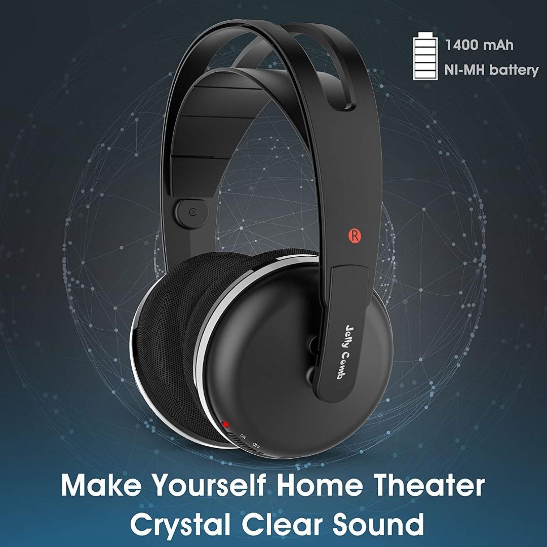 2149 Wireless TV Headphones Jelly Comb RF Over ear Cordless Headsets with Charging Dock Volume Control