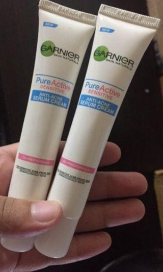 #bagibagi garnier pure active sensitive anti acne cream serum