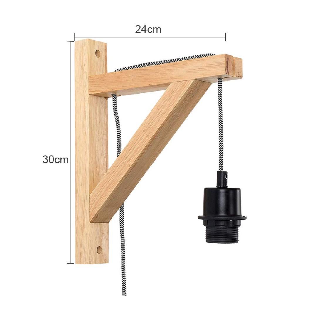 2pcs Wooden Wall Lamp, Motent Vintage Industrial Lampholder with Wood