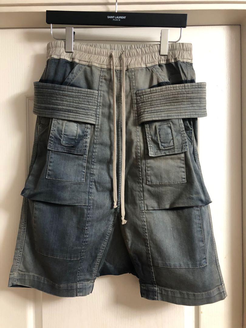 rick owens denim shorts