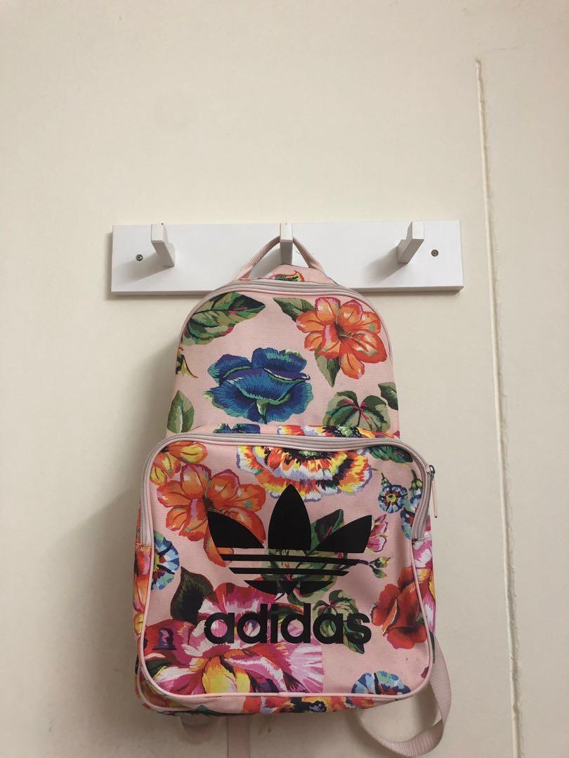 adidas pink floral backpack