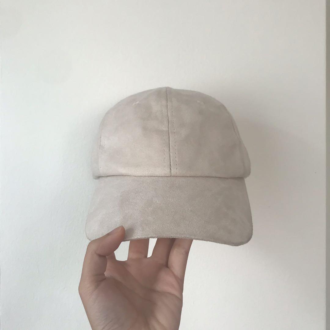 cream suede cap