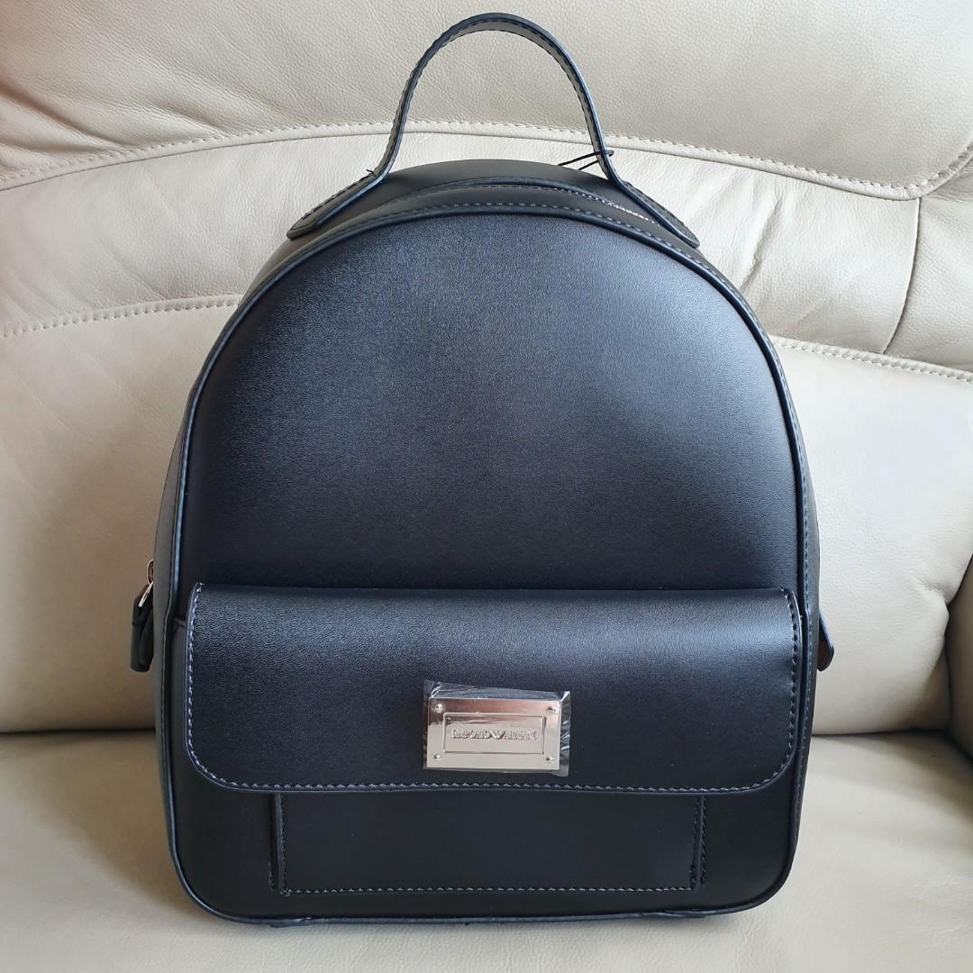 Brand New Emporio Armani Leather Backpack with Front Pocket, Luxury, Bags &  Wallets on Carousell