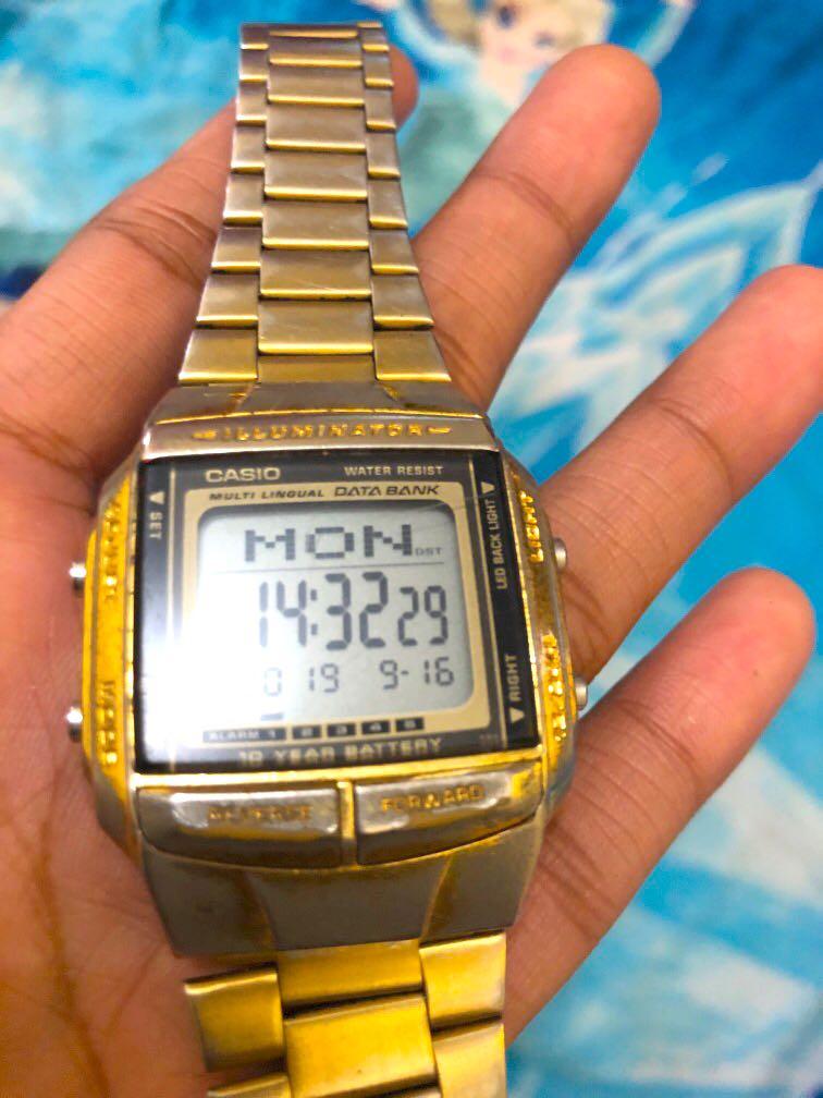 Casio watch Illuminator db-360 gold, Fesyen Wanita, Jam Tangan di Carousell