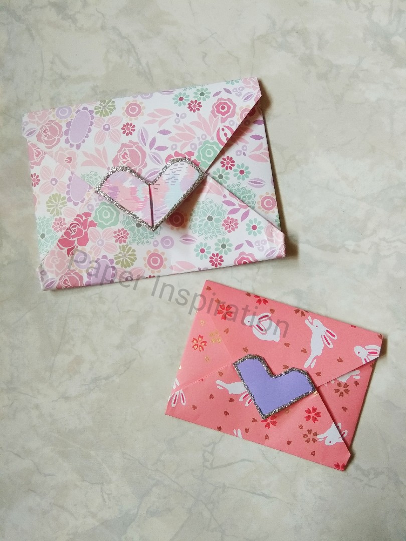Customisable Origami Heart Envelope Message Card Design Craft