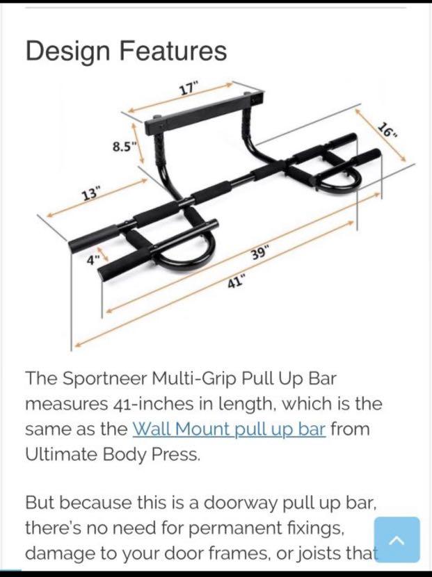 Door Pull Up Bar Sports Weights Gym Equipment On Carousell