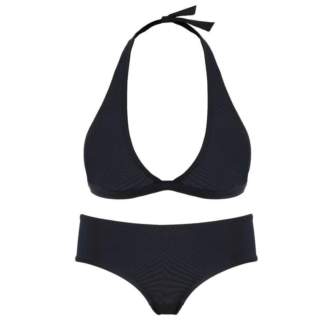 white halter bikini top and bottom