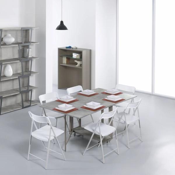 Grey Dining table and shelf with hidden chairs, Furniture & Home Living, Furniture, Tables