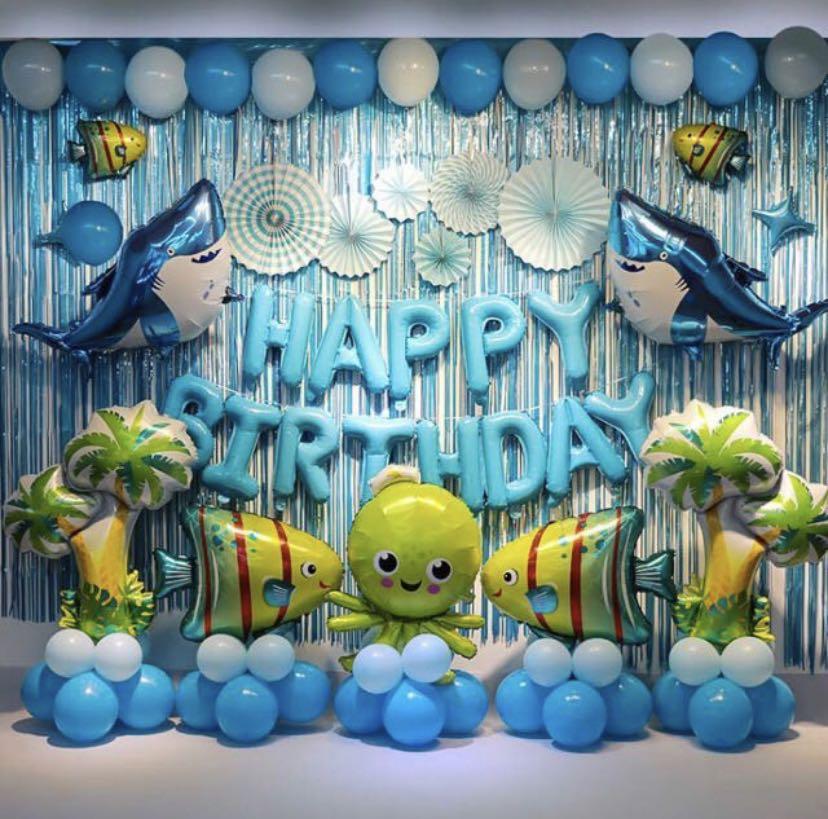 Happy Birthday Party Decoration Set Ocean Shark Under The Sea Theme Hobbies Toys Toys Games On Carousell