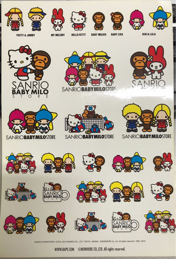 Bape x Sanrio sticker set, Hobbies & Toys, Stationery & Craft ...