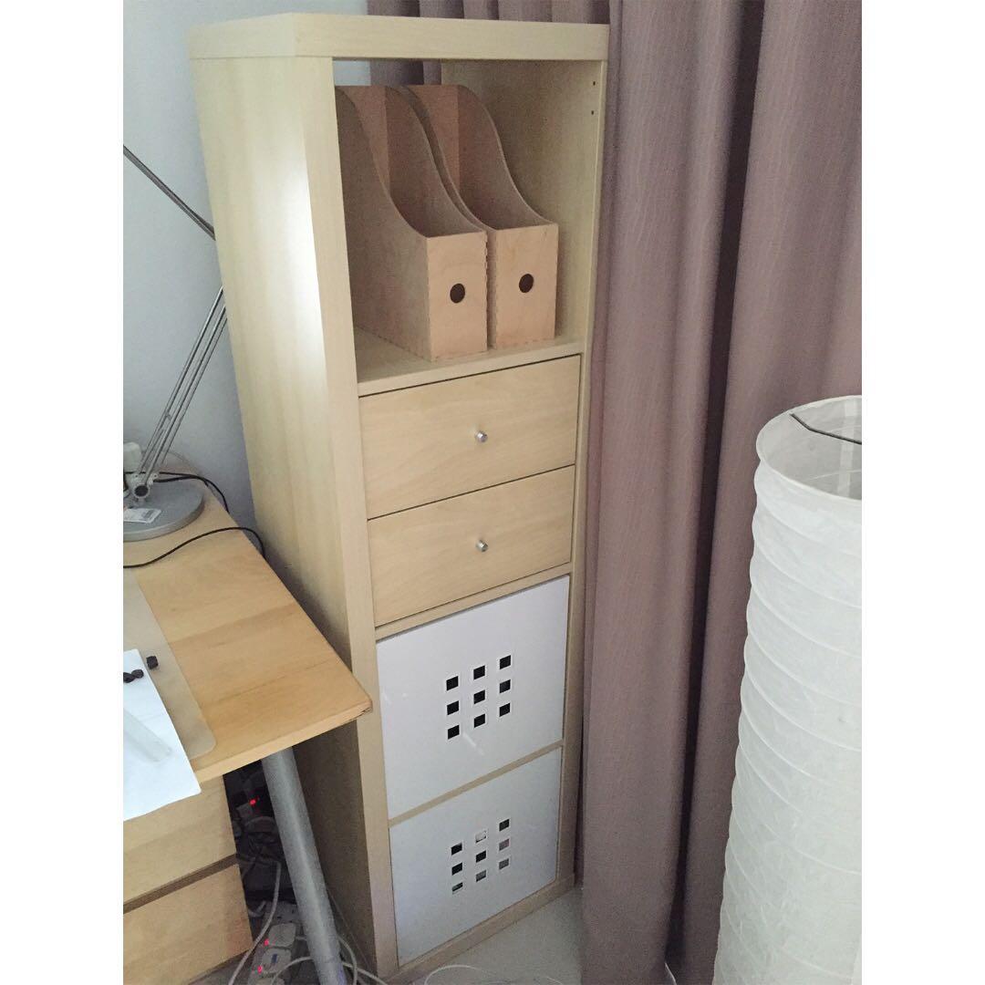 Ikea Light Wood Finish Shelving Unit Furniture Shelves Drawers On Carousell