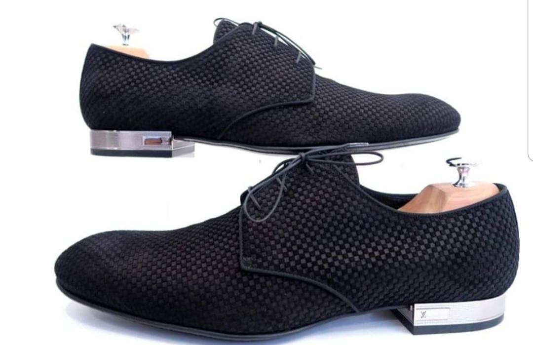 Louis Vuitton Paris Mens Laced Black SOLFERINO DERBY Dress Shoes Size 8.5  MT0168