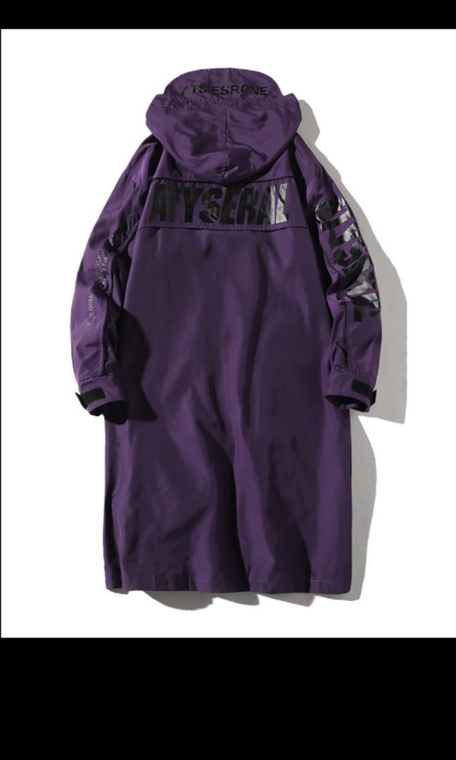 Purple long coat mens top