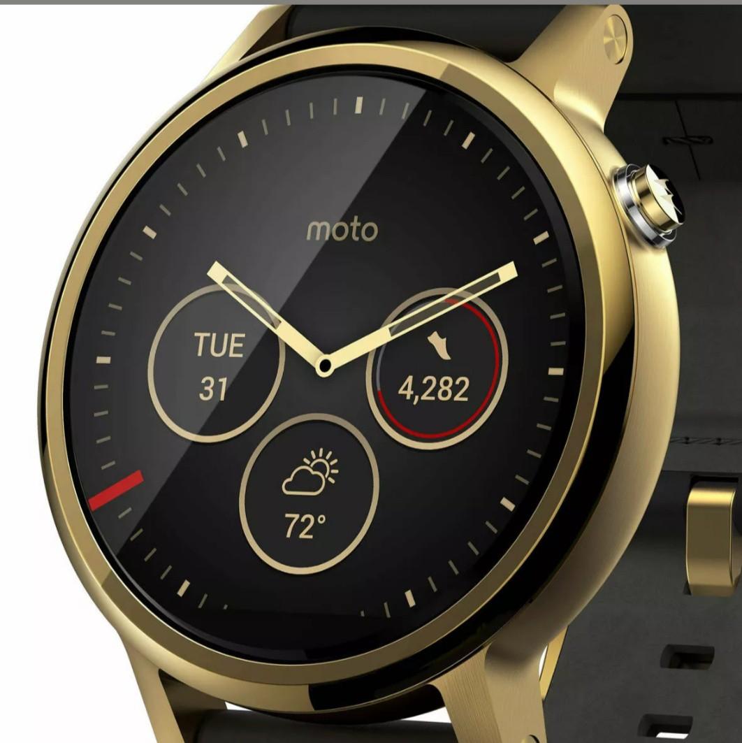 Motorola Moto 360 2nd Gen 46mm Smartwatch 22mm Leather Band Gold Black Fesyen Pria Jam Tangan Di Carousell