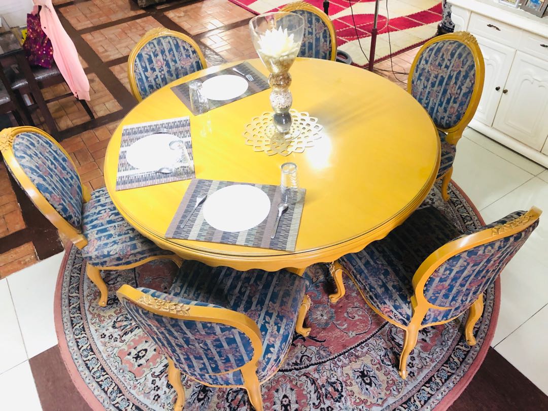 Round Dining Set for 6, Furniture & Home Living, Furniture, Tables