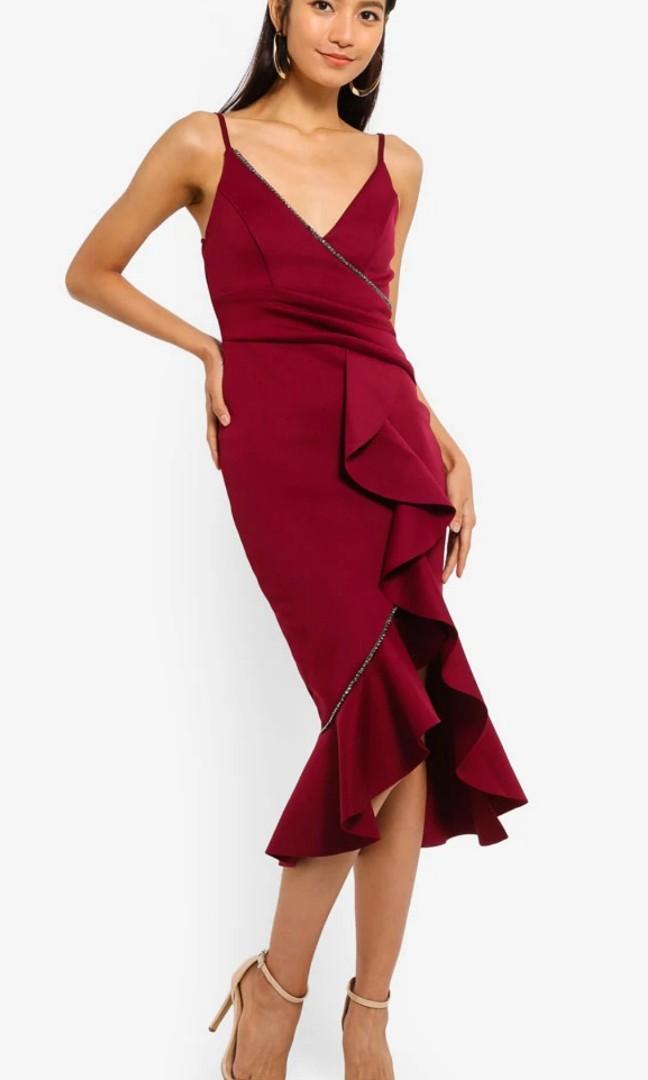 lipsy red ruffle dress