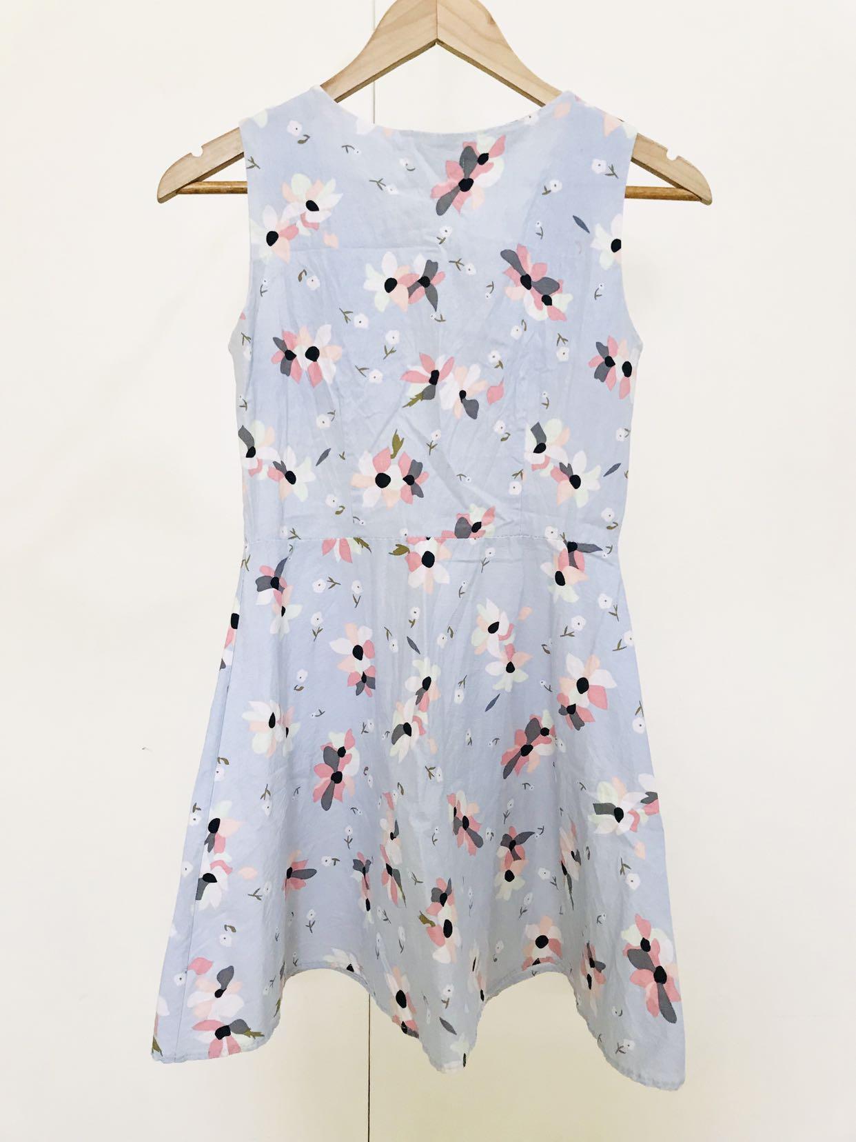 Sexy Powder Blue Floral Dress, Women's Fashion, Dresses & Sets, Dresses