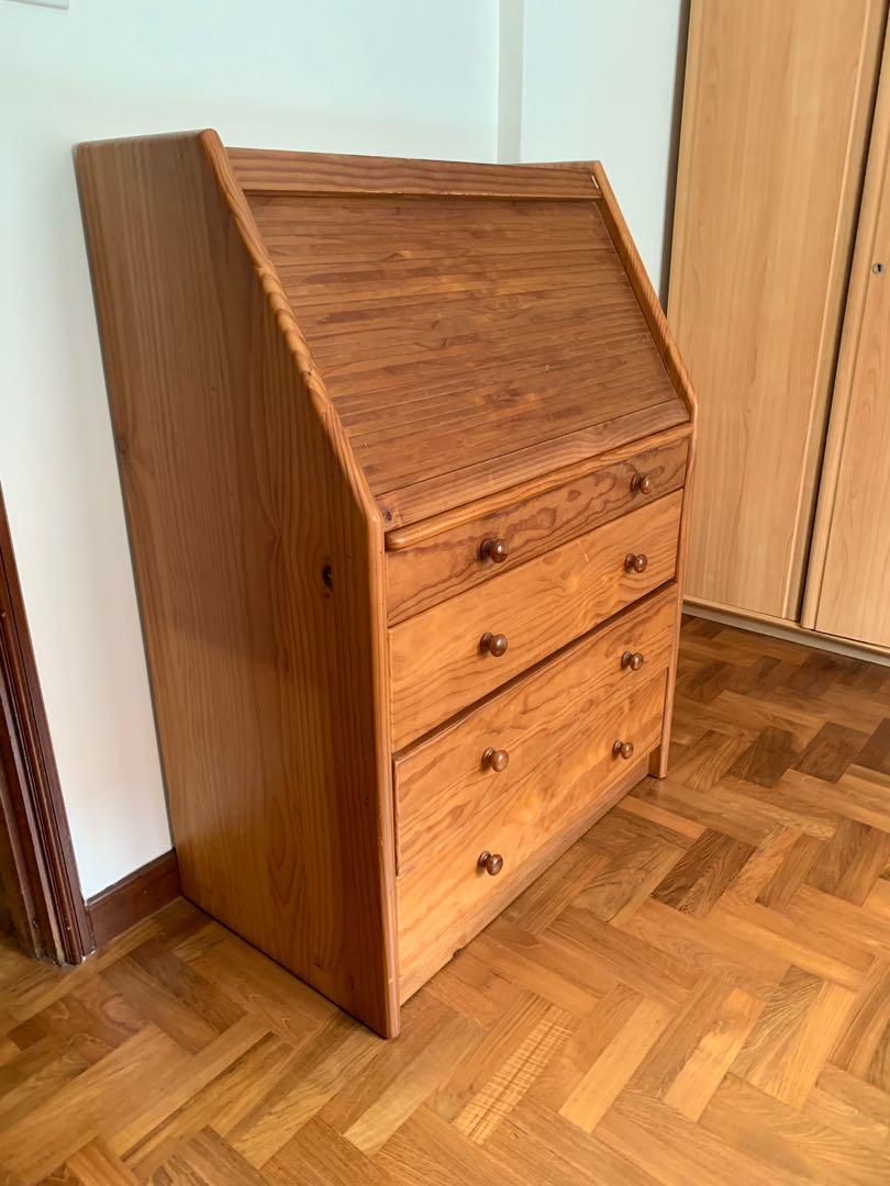 Solid Pine Wood Dresser Table Furniture Shelves Drawers On Carousell