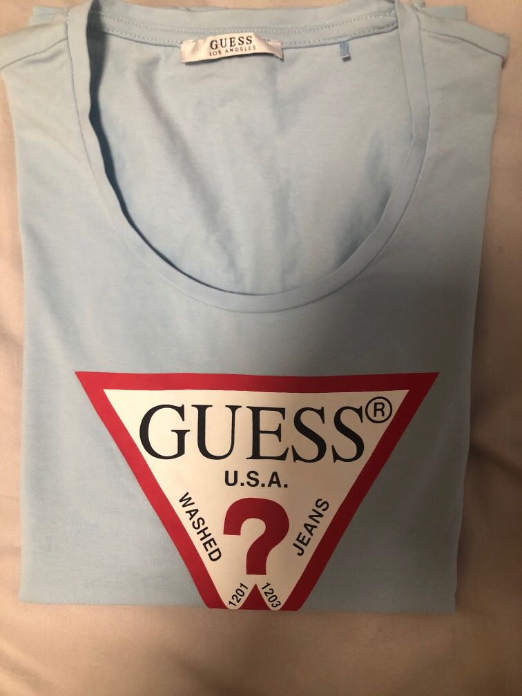 baby blue guess shirt