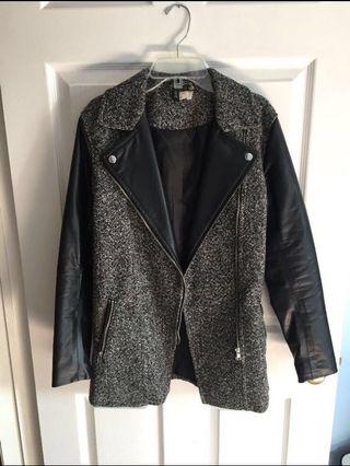 H&M - Leather Sleeved Tweed Jacket