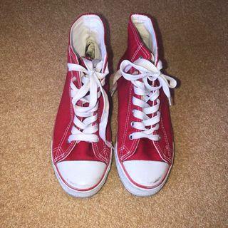 Red lace up sneakers