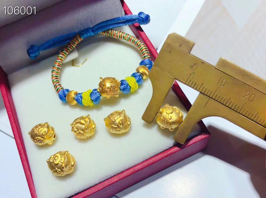 24K 999 Gold Pig Charm Bracelet set Women s Fashion Jewelry