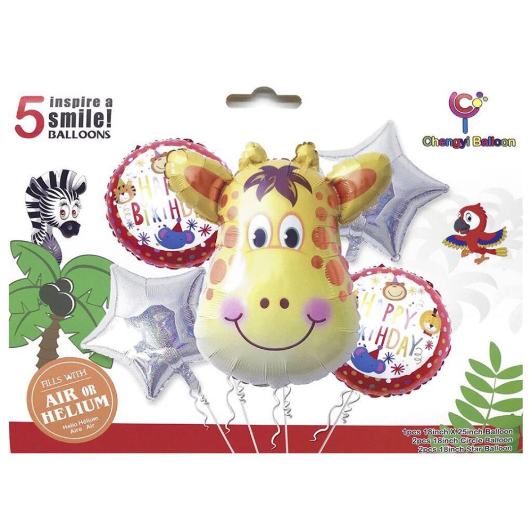 16 inch Number 5 Balloon Zebra Balloon Birthday Balloon Birthday Decorations Safari Party Foil Balloons 5th birthday Safari Animal balloons