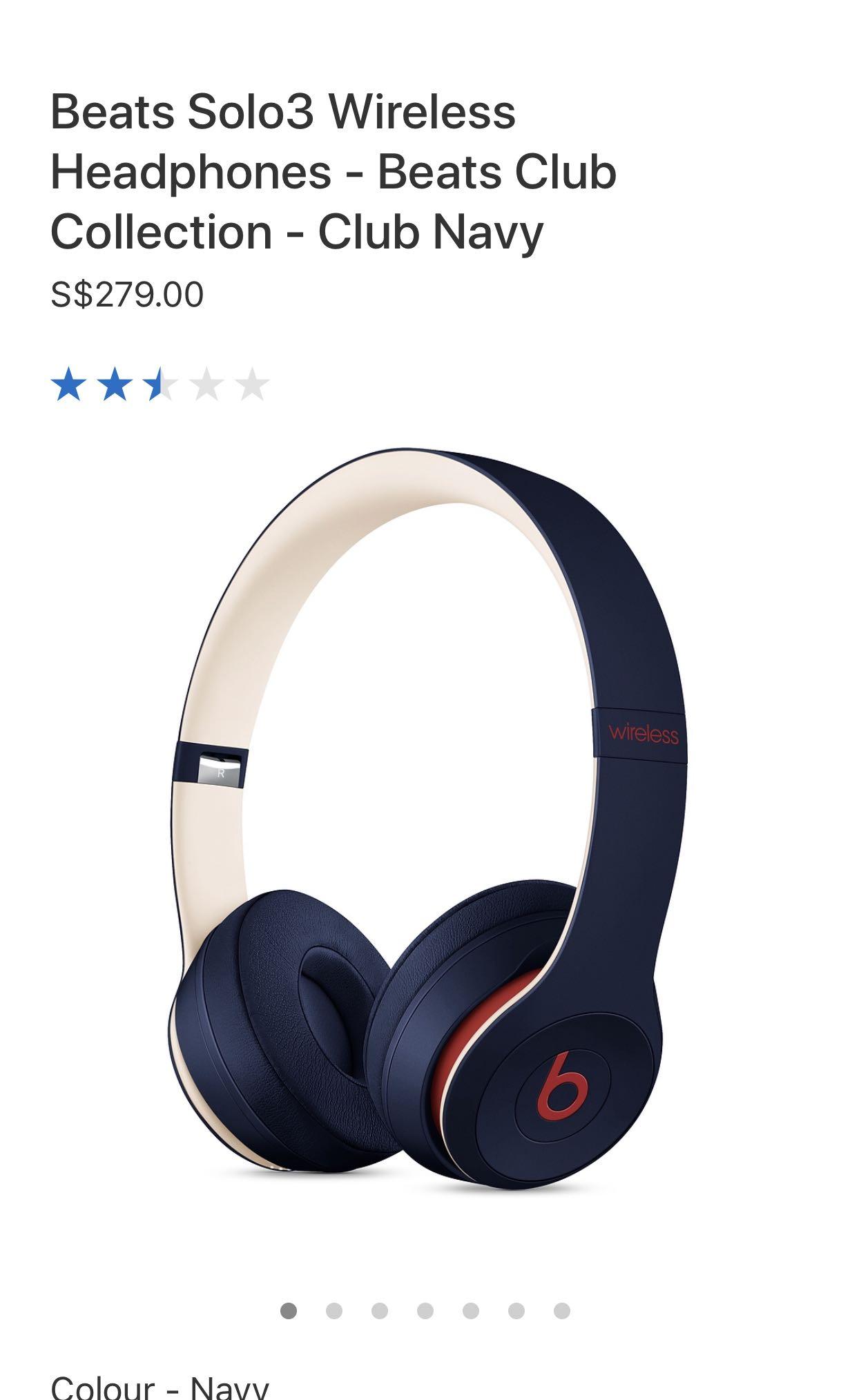 Beats solo3 wireless Club Collection NAVY Audio Earphones on