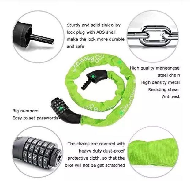 Brand new Beeway keyless 5 digit resettable Combination chain Lock made of extra thick manganese steel Sports Equipment PMDs E Scooters E Bikes Other PMDs Parts on Carousell