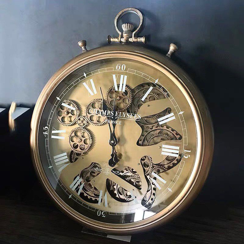 Wall Clock With Visible Moving Gears Wall Design Ideas