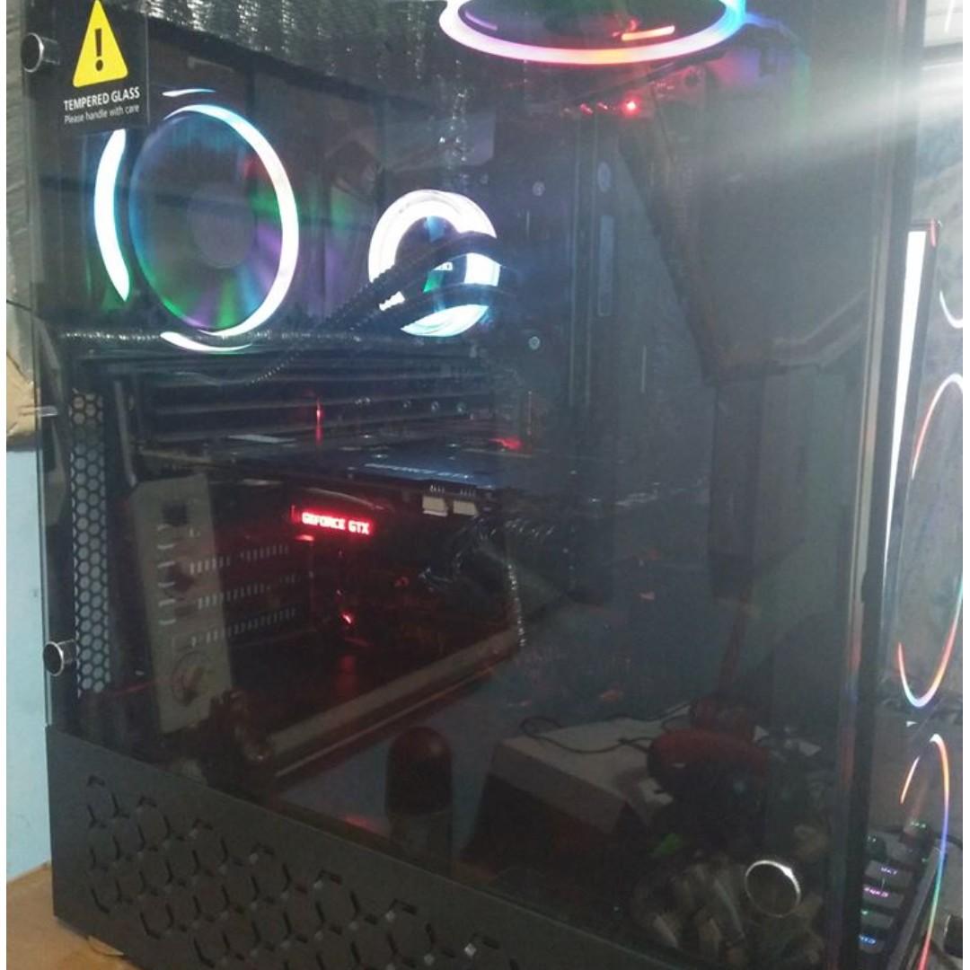 Coolman Tsunami CPU/PC Case Desktop (Category: Desktops) located in Rizal. Submitted by kentee19 (Listing ID 251922551, Image 1). Description: Package Includes: Casing with tempered glass front, with Black mesh filter top & bottom 600-watt true-rated power supply 3 LED fans on the front panel. 2 LED fans on the top No side panel.