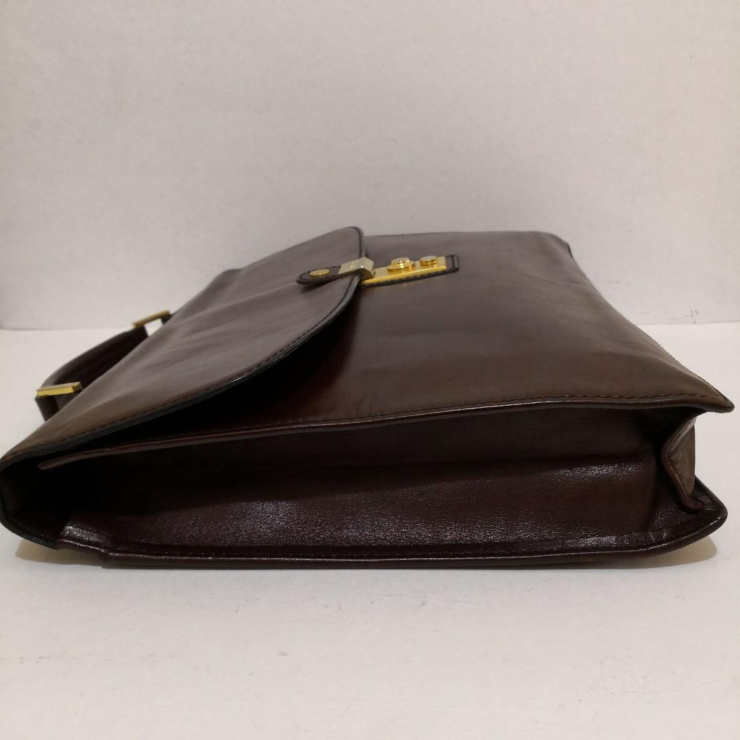 Gold Pfeil Burgundy Leather Briefcase with Keys Handmade in Germany