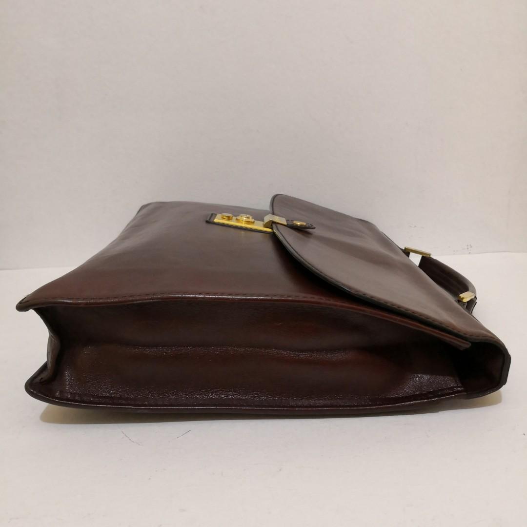 Gold Pfeil Burgundy Leather Briefcase with Keys Handmade in Germany