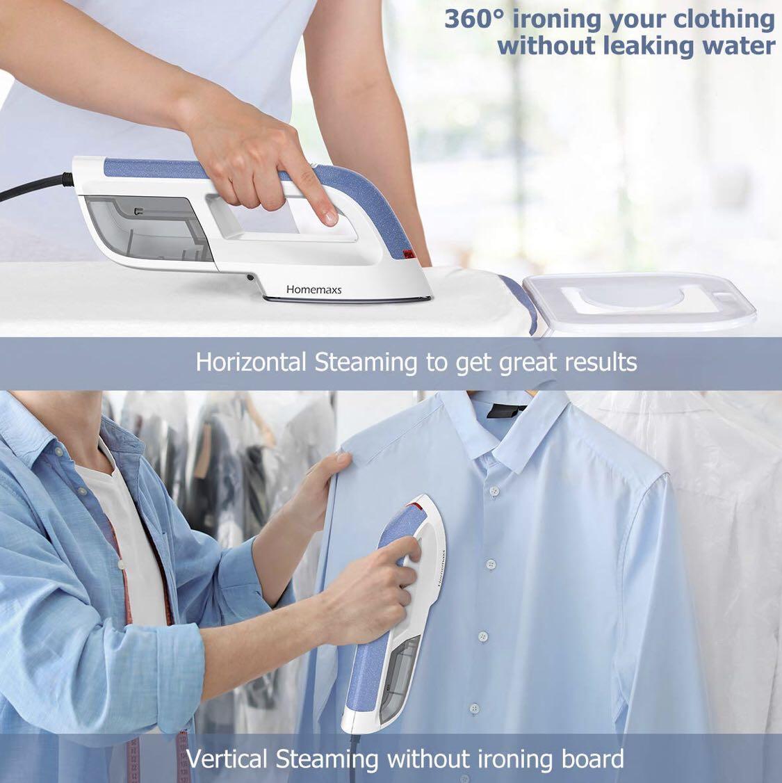 Homemaxs Travel Steam Iron 2 In 1 Horizontal And Vertical 1500w