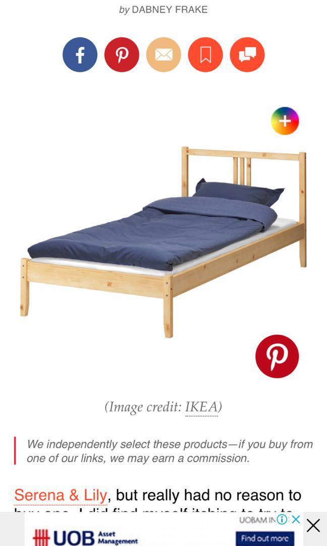 Ikea single bed frame and slats, Furniture & Home Living, Furniture, Bed Frames & Mattresses on
