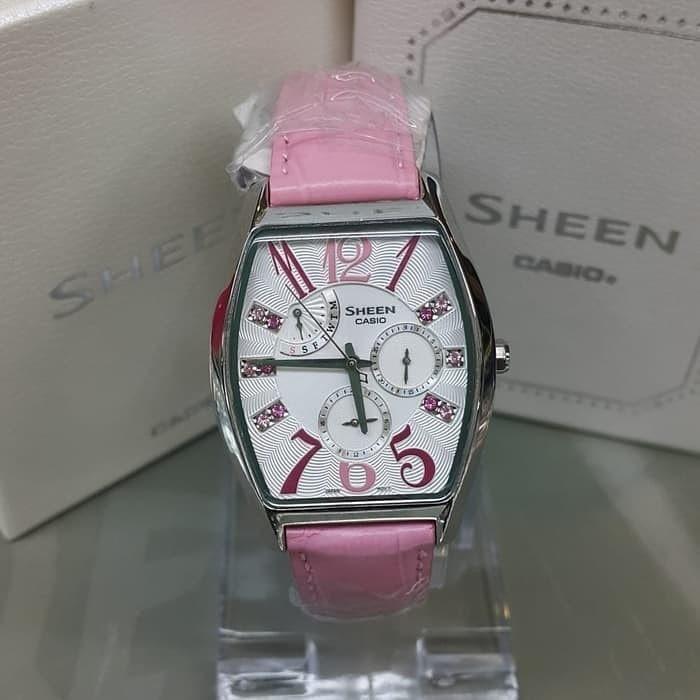 Jam Tangan Wanita Casio Sheen SHE 3026L Leather Kulit Pink Original Murah Fesyen Wanita Jam Tangan di Carousell