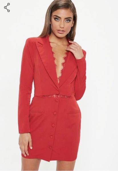 Missguided red blazer dress with lace panel Women s Fashion Tops Sleeveless on Carousell