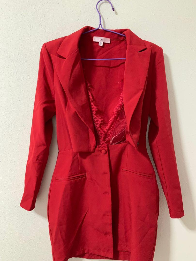 Missguided red blazer dress on sale