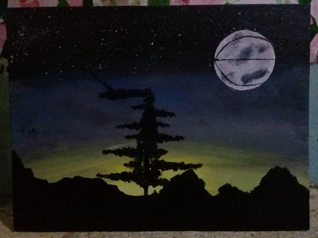 Moon Acrylic Painting On Canvas Design Craft Artwork On Carousell