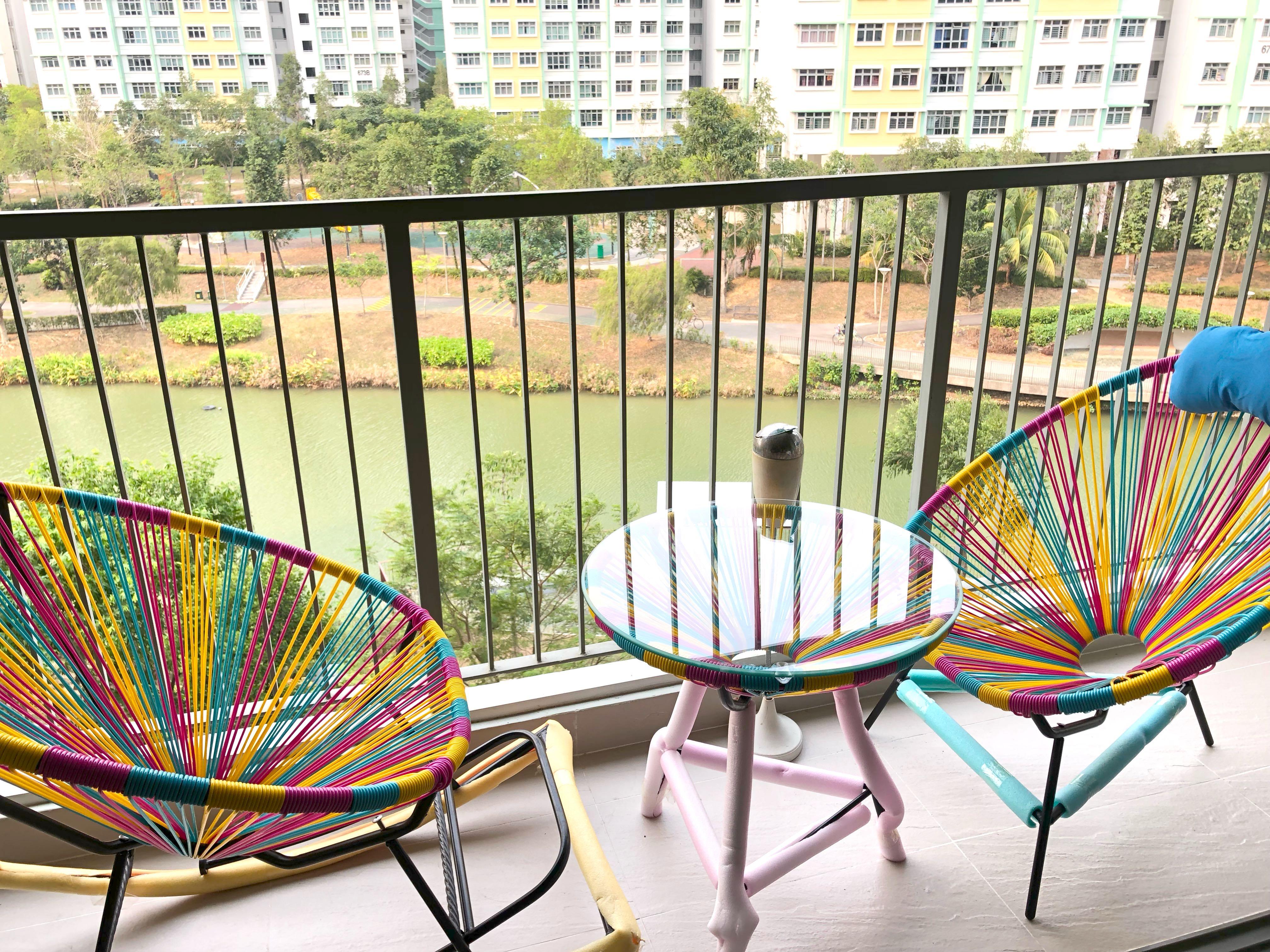 New Balcony Patio Rainbow Ratten Rocking Chair Table Furniture Tables Chairs On Carousell