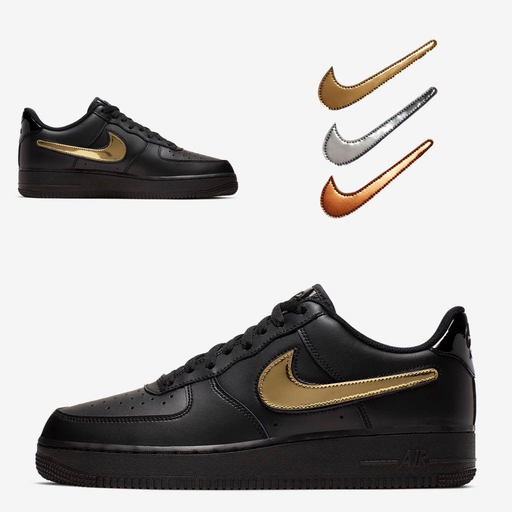 nike air force ones with black swoosh