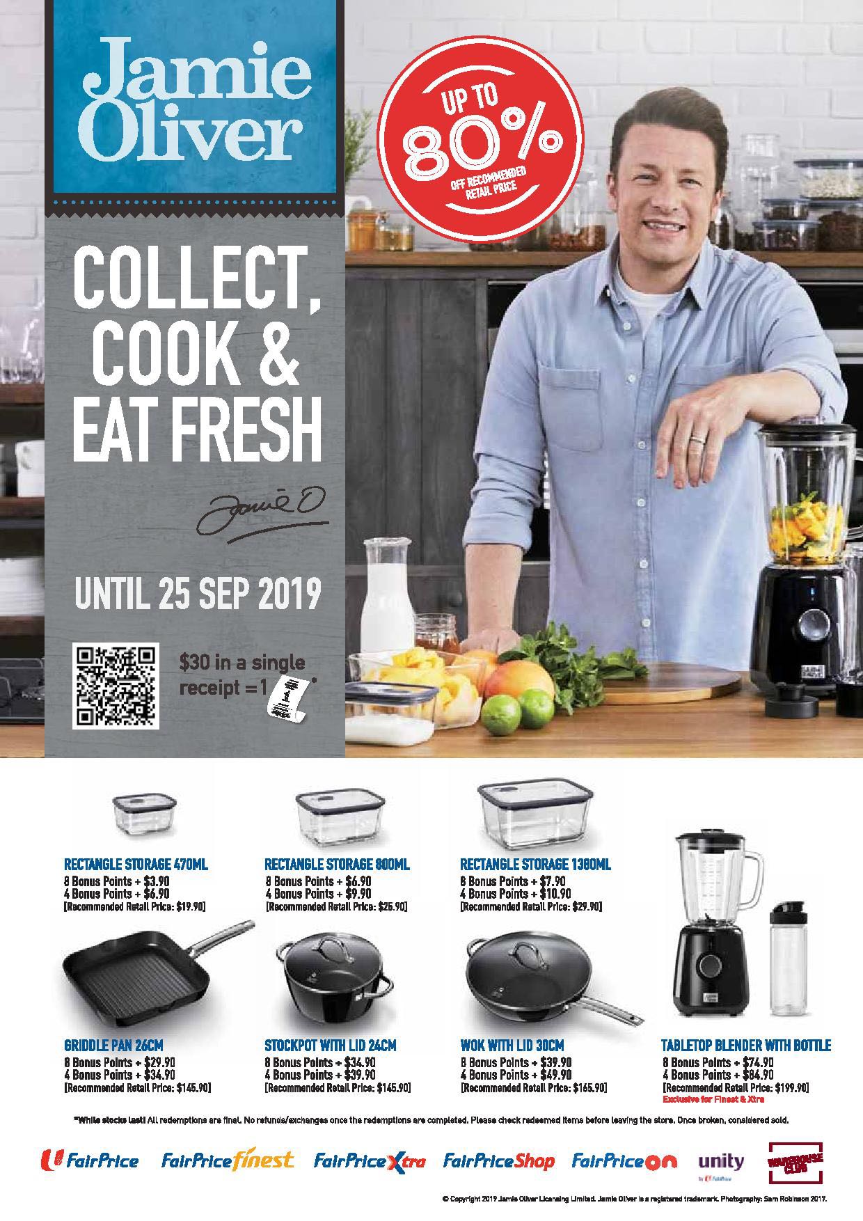 Ntuc fairprice Jamie Oliva kitchenware collection redemption coupon