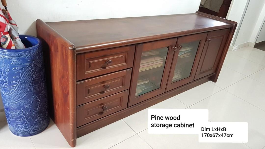 Pine Wood Storage Cabinet Furniture Shelves Drawers On Carousell