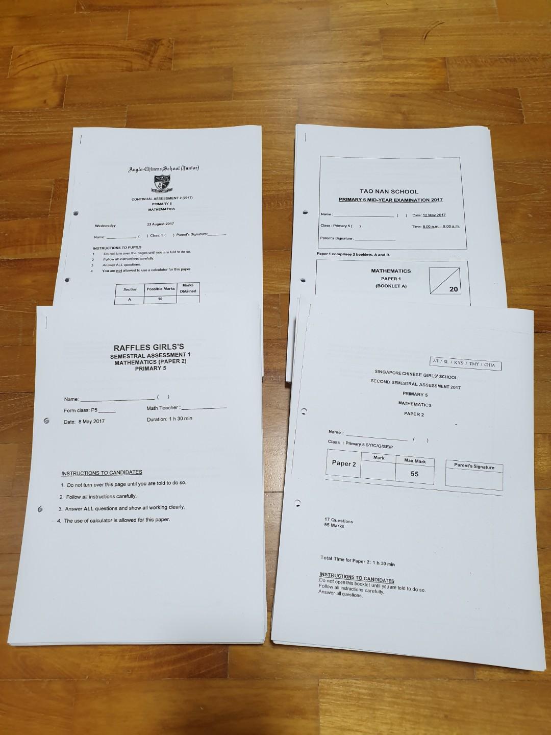 Primary 5 2017 Mathematics Past Year Examination Papers With Answer Keys Books Stationery Textbooks Primary On Carousell