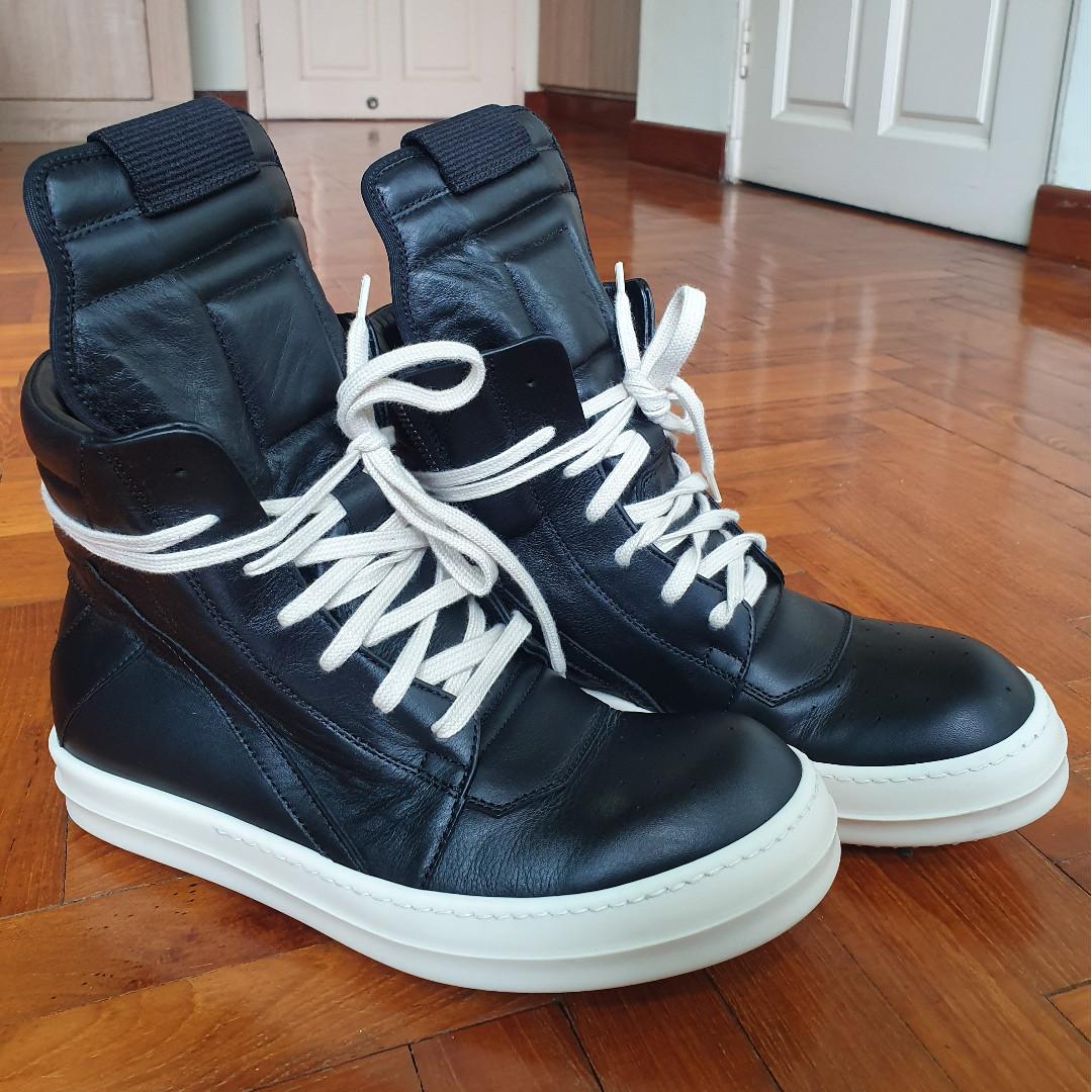 rick owens black geobasket