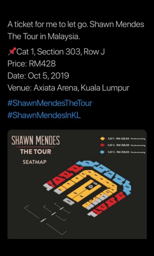 Shawn Mendes Malaysia Tour Ticket Tickets Vouchers Event