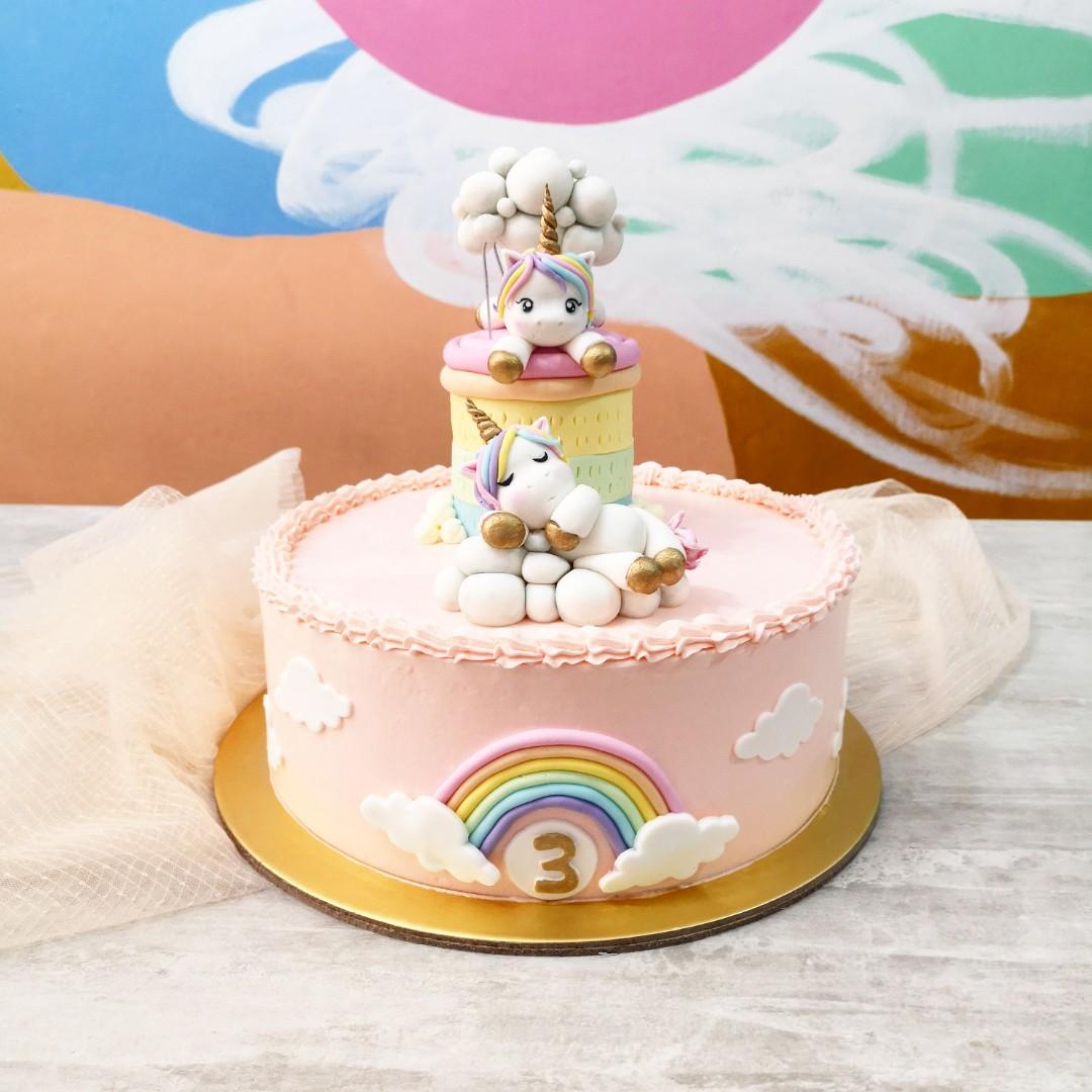 Unicorn Figurines Rainbow Cake Birthday Cake Food Drinks Homemade Bakes On Carousell